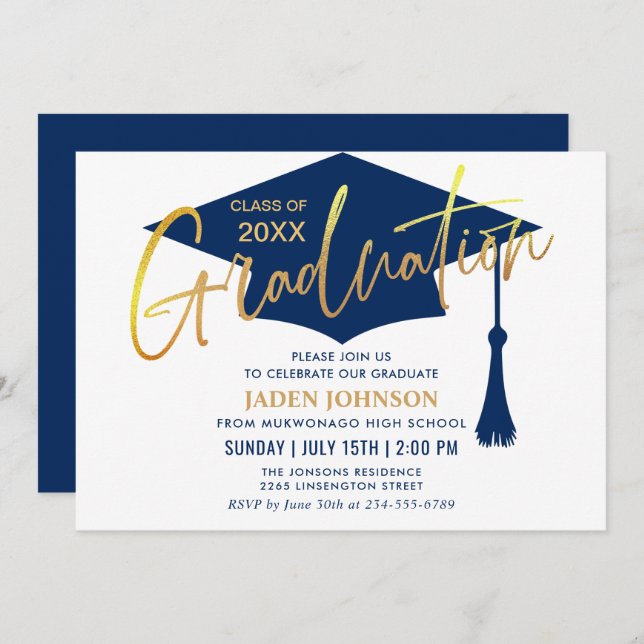 Modern Simple Class of 2024 Graduation Party Invitation (Front/Back)