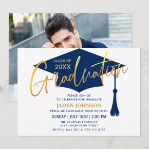 Modern Simple Class of 2024 PHOTO Graduation Party Invitation