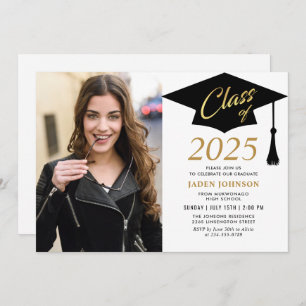 Modern Simple Class of 2024 Photo Graduation Party Invitation