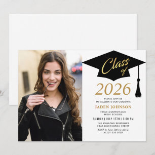 Modern Simple Class of 2024 Photo Graduation Party Invitation