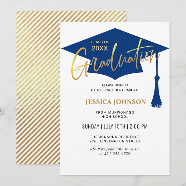 Modern Simple Class of 2026 Graduation Party Invitation (Front/Back)