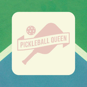 Modern Simple Classic Blush Pink Pickleball Queen Square Sticker