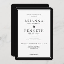 Modern Simple Classic Elegance Black Frame Wedding