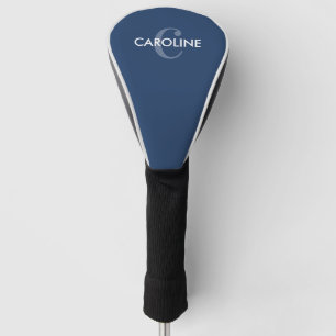 Modern Simple Classic Initial Navy Blue Golf Head Cover