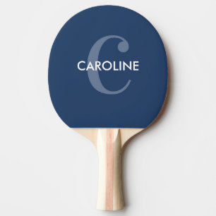 Modern Simple Classic Initial Navy Blue Ping Pong Paddle