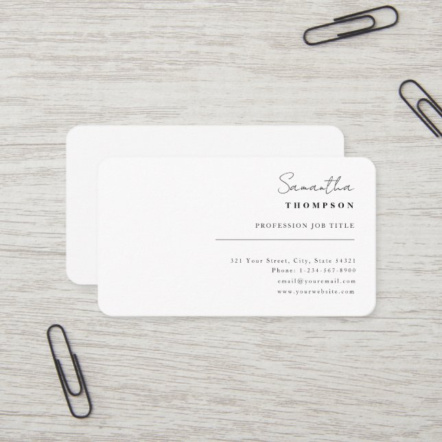 Modern Simple Classic Plain Business Card (Front/Back In Situ)