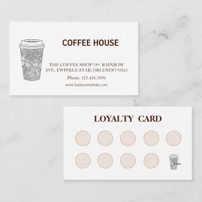 Modern simple coffee Shop Loyalty Card (Front/Back)