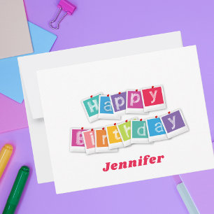 Modern Simple Colourful Happy Birthday Card