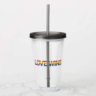 Modern, simple, colourful, vibrant design Love Win Acrylic Tumbler