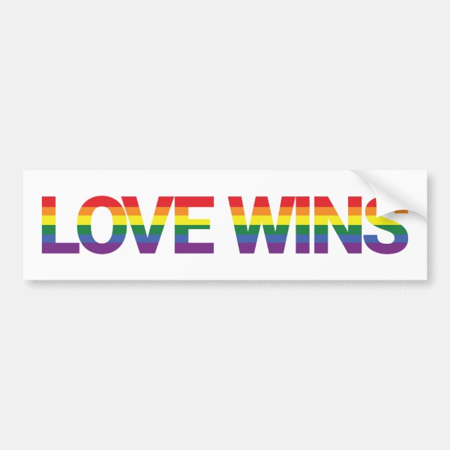 Modern, simple, colourful, vibrant design Love Win Bumper Sticker (Front)