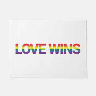 Modern, simple, colourful, vibrant design Love Win Doormat