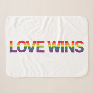Modern, simple, colourful, vibrant design Love Win Sherpa Blanket