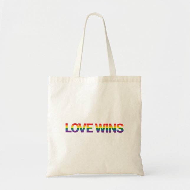 Modern, simple, colourful, vibrant design Love Win Tote Bag (Front)