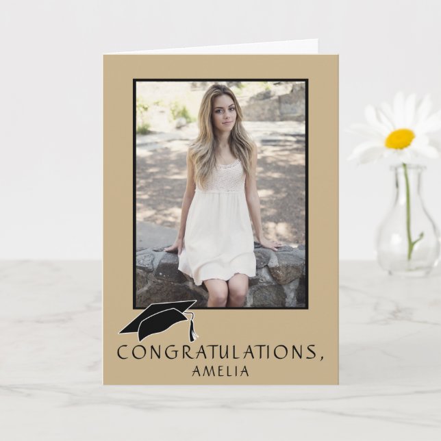 Modern Simple Congratulations Graduation Photo Card (Small Plant)