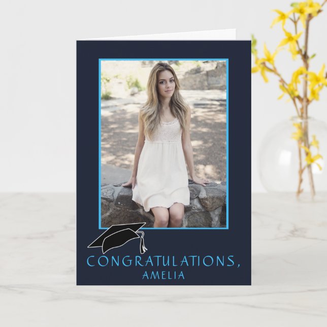 Modern Simple Congratulations Graduation Photo Card (Yellow Flower)