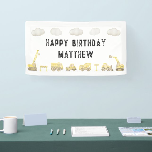 Modern Simple Construction First Birthday Welcome Banner (Tradeshow)