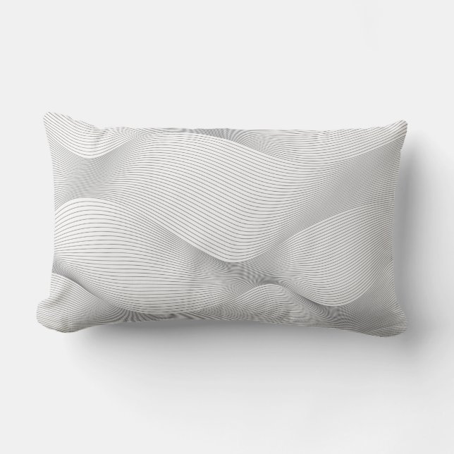 Modern, simple, cool, abstract motion wave pattern lumbar pillow (Front)