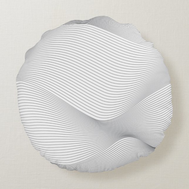 Modern, simple, cool, abstract motion wave pattern round pillow (Back)