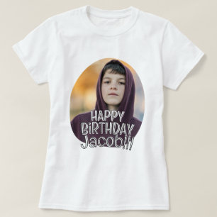 Modern Simple Cool Custom Photo Birthday Greeting T-Shirt