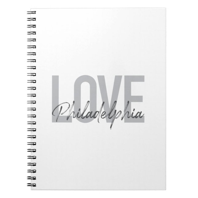 Modern, simple, cool, design Love Philadelphia Notebook (Front)