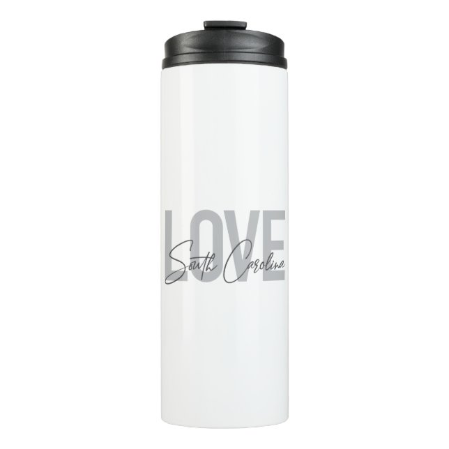 Modern, simple, cool design Love South Carolina Thermal Tumbler (Front)