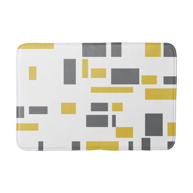 Modern, simple, cool geometric yellow grey pattern bath mat (Front)