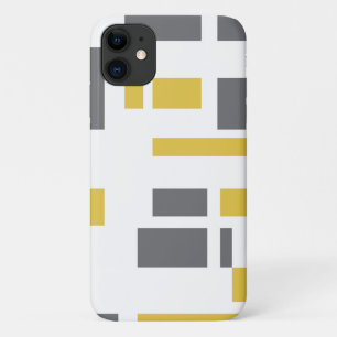 Modern, simple, cool geometric yellow grey pattern iPhone 11 case