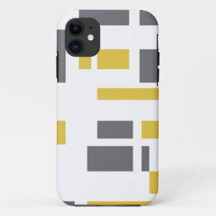 Modern, simple, cool geometric yellow grey pattern iPhone 11 case