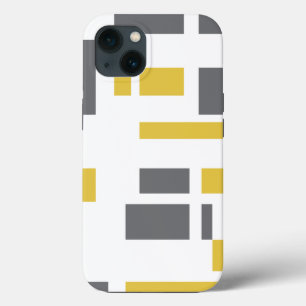 Modern, simple, cool geometric yellow grey pattern iPhone 13 case
