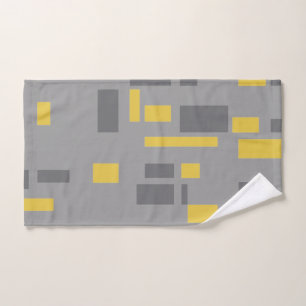 Modern, simple, cool geometric yellow grey pattern hand towel
