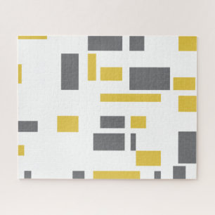 Modern, simple, cool geometric yellow grey pattern jigsaw puzzle