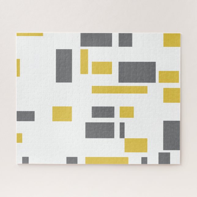 Modern, simple, cool geometric yellow grey pattern jigsaw puzzle (Horizontal)
