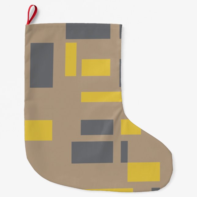 Modern, simple, cool geometric yellow grey pattern large christmas stocking (Front)