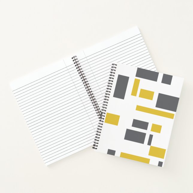Modern, simple, cool geometric yellow grey pattern notebook (Inside)