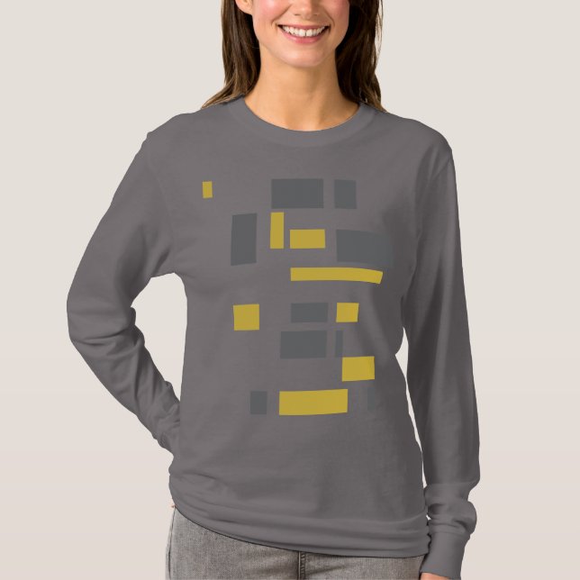 Modern, simple, cool geometric yellow grey pattern T-Shirt (Front)