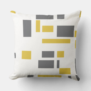 Modern, simple, cool geometric yellow grey pattern throw pillow