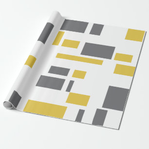 Modern, simple, cool geometric yellow grey pattern wrapping paper