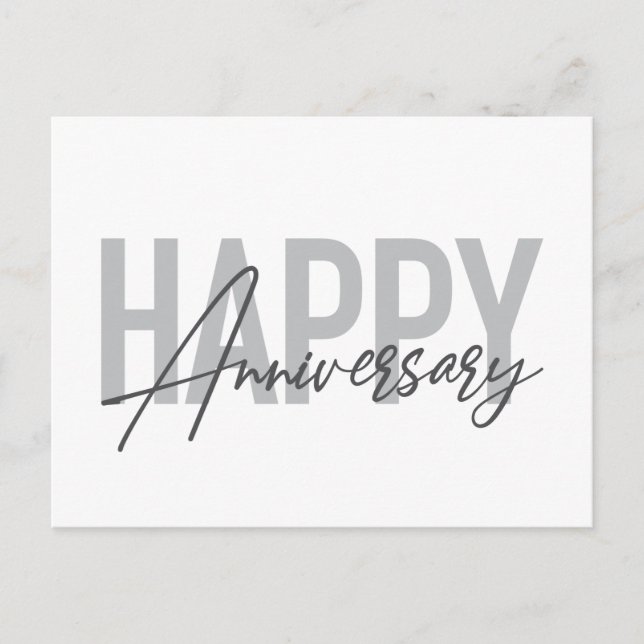 Modern, simple, cool typography Happy Anniversary Postcard (Front)