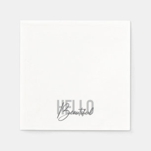 Modern, simple, cool typography Hello Beautiful Napkin