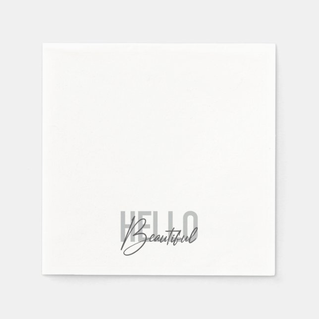 Modern, simple, cool typography Hello Beautiful Napkin (Front)