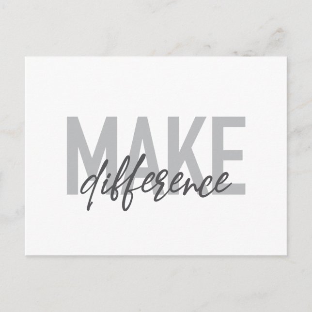 Modern, simple, cool typography Make Difference Postcard (Front)
