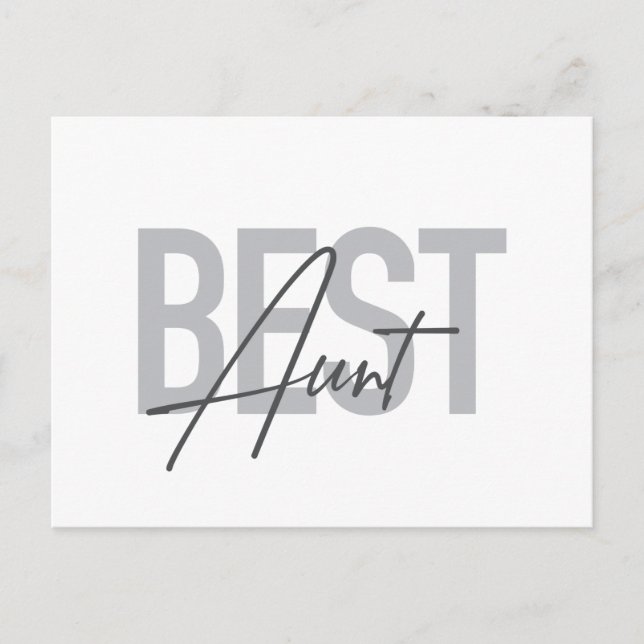 Modern, simple, cool typography of Best Aunt Postcard (Front)