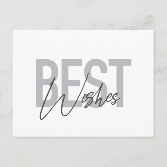 Modern, simple, cool typography of Best Wishes Postcard (Front)