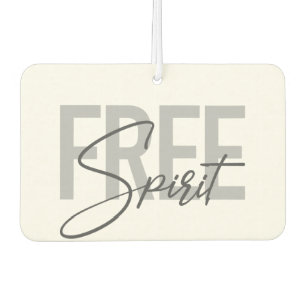 Modern, simple, cool typography of Free Spirit Air Freshener