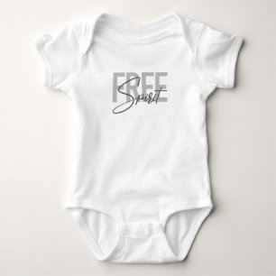 Modern, simple, cool typography of Free Spirit Baby Bodysuit