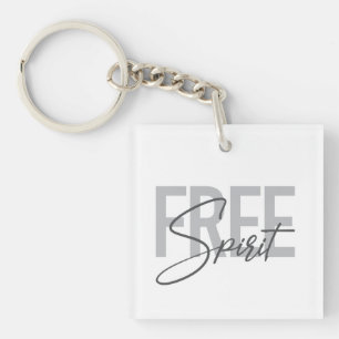 Modern, simple, cool typography of Free Spirit Keychain