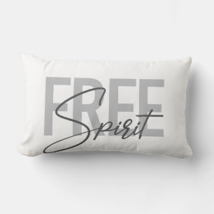 Modern, simple, cool typography of Free Spirit Lumbar Pillow