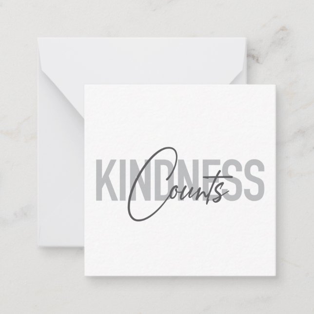 Modern, simple, cool typography of Kindness Counts Card (Front)