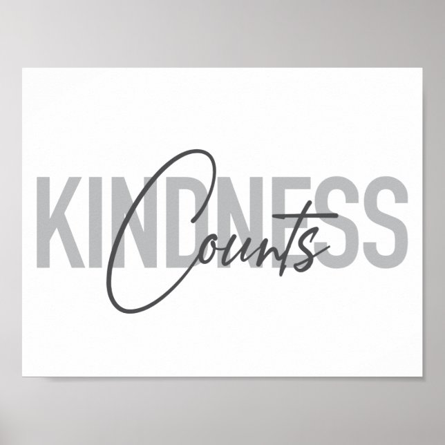Modern, simple, cool typography of Kindness Counts Poster (Front)