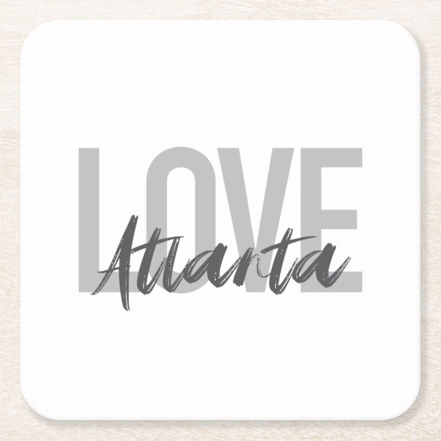 Modern, simple, cool, urban design Love Atlanta Square Paper Coaster (Front)